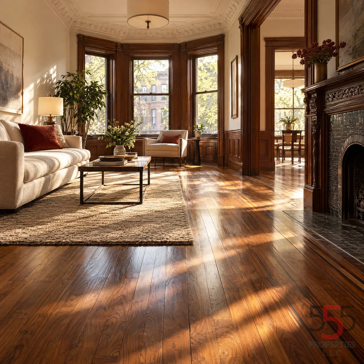 Original hardwood flooring and traditional details inside a Brooklyn home