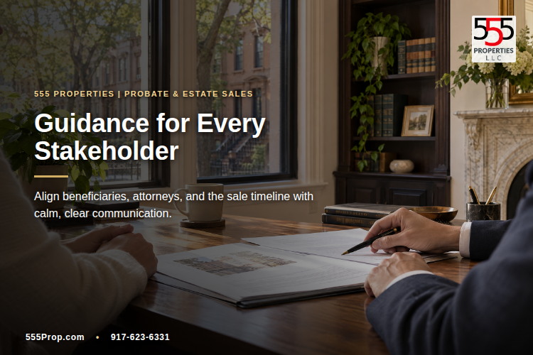 Professionals reviewing estate property information together
