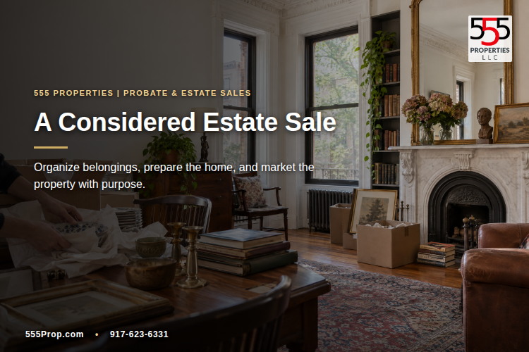 Belongings being sorted during estate property preparation