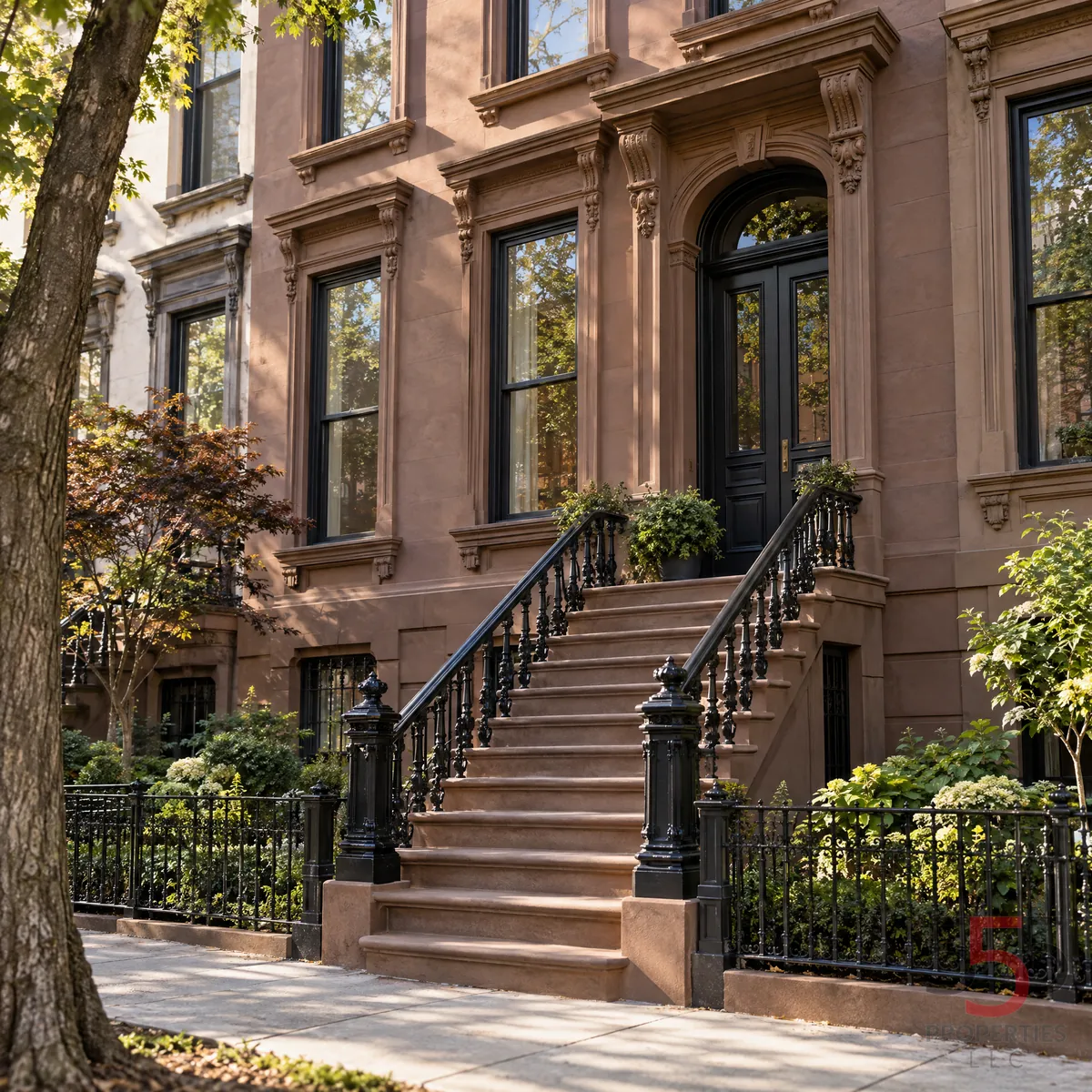 Well-maintained Crown Heights brownstone exterior