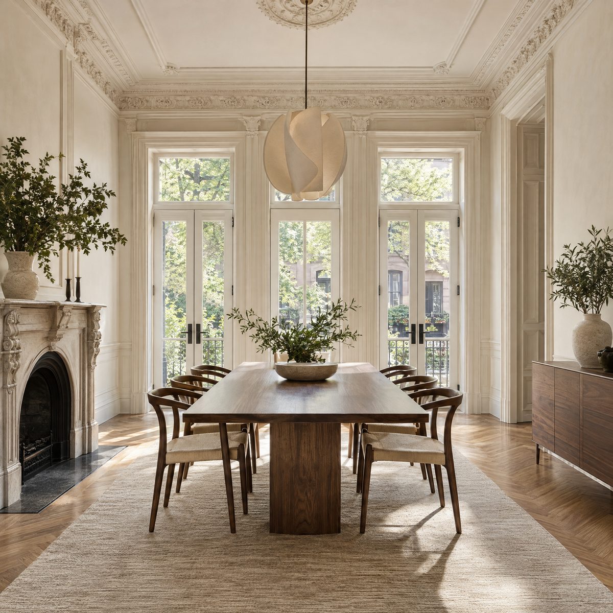 Contemporary brownstone living space