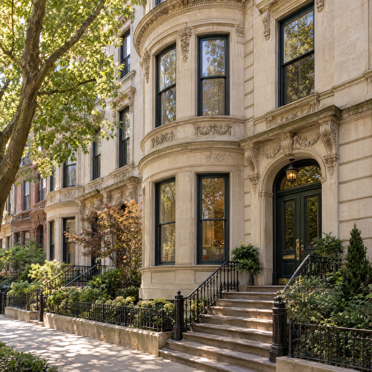 Brooklyn limestone home: Classic Limestone Facade