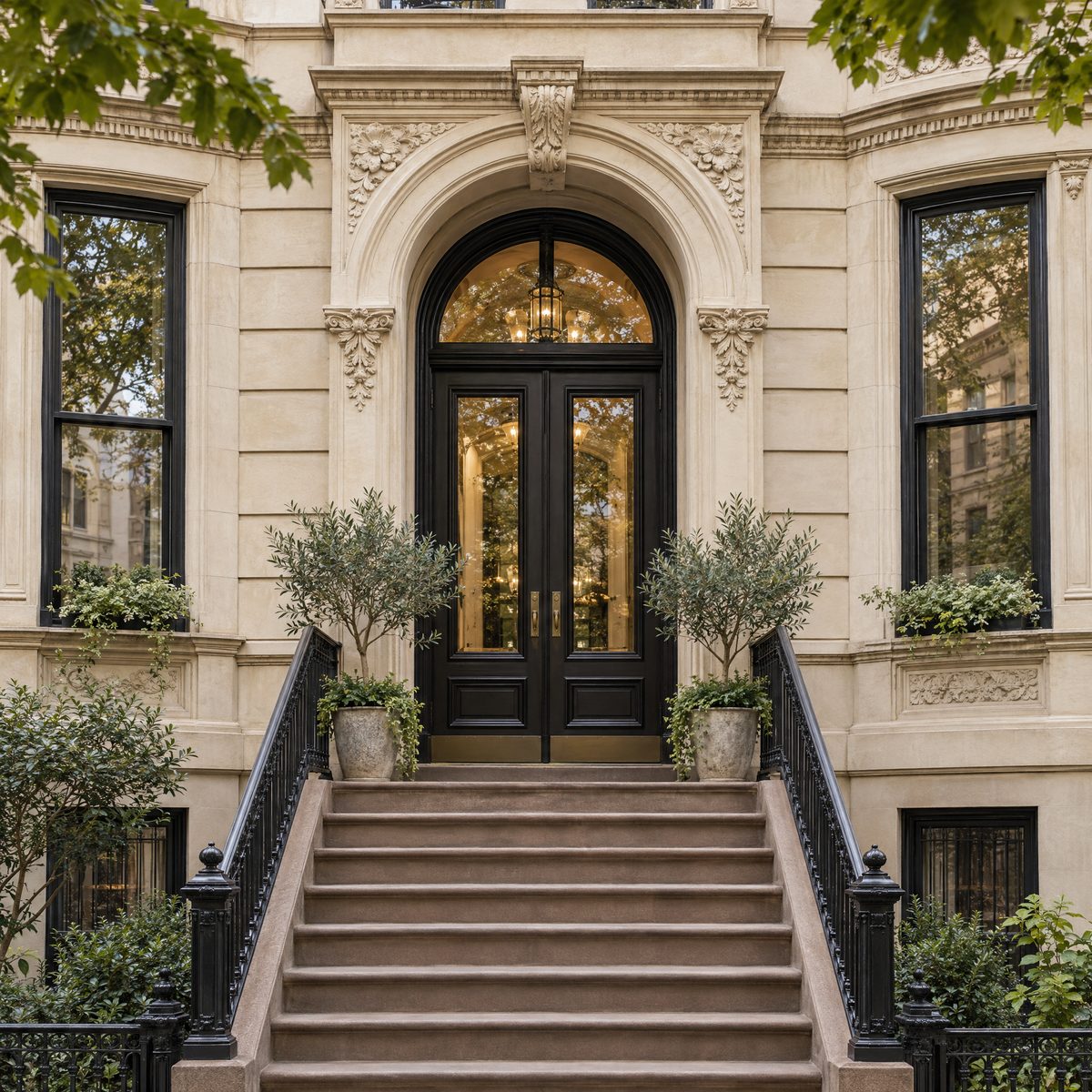 Brooklyn limestone home: Limestone Architectural Detail